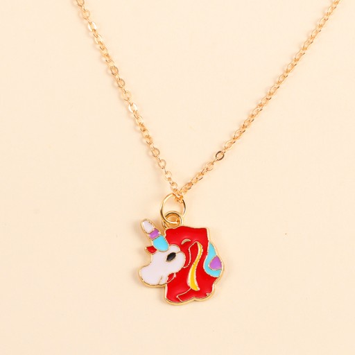 Lovely Enamel Cartoon Rainbow Unicorn Pendant