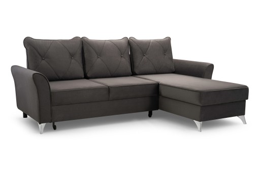 Narożnik Rogówka Grafit 238/161 cm welur MOLI FR