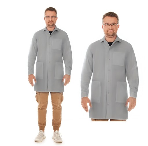 FARTUCH MĘSKI LABORATORYJNY 100 % BAWEŁNA SZARY XXL