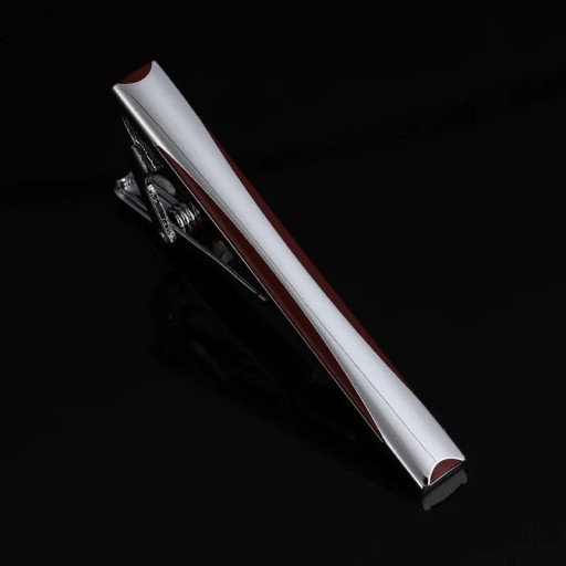 Mans Tie Clip Metal Simple Rectangle Black Drip
