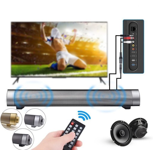 SOUNDBAR GŁOŚNIKI DO KOMPUTERA LAPTOPA TELEWIZORA BLUETOOTH/AUX/RCA Z PILOT