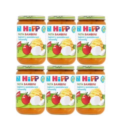 HiPP BIO Spaghetti z pomidorami mozarellą 6x220g