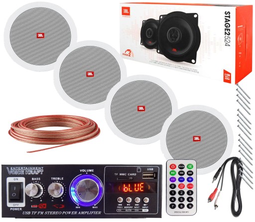 NAGŁOŚNIENIE SUFITOWE JBL WZMACNIACZ USB SD SALON LOKAL SKLEP BLUETOOTH