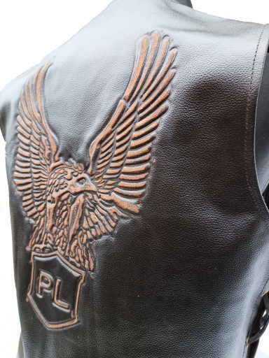Kamizelka Motocyklowa Skóra Tłoczony Orzeł 3XL