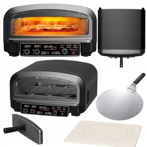 PIEC DO PIZZY ⌀37 MINI PIEKARNIK 450°C PIZZA 2200W ELEKTRONICZNE STEROWANIE