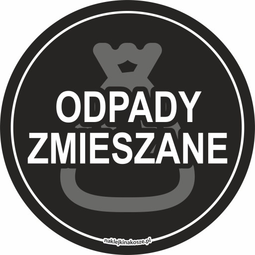 NAKLEJKA na kosz ODPADY ZMIESZANE okrągła 15 cm