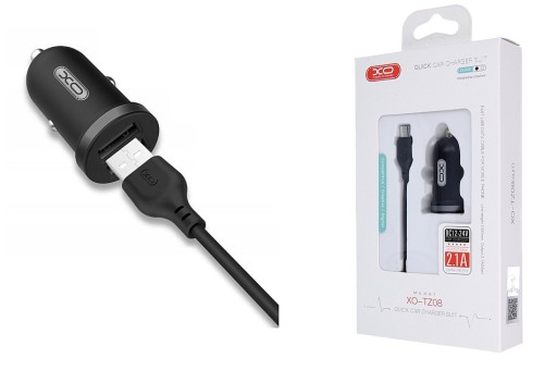 ŁADOWARKA SAMOCHODOWA 2xUSB + KABEL USB - USB C