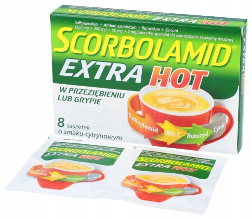 SCORBOLAMID Extra Hot rutozyd lek na grypę 8 sasz