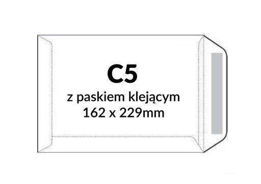 Koperty C5 format a5 białe z paskiem 50 szt