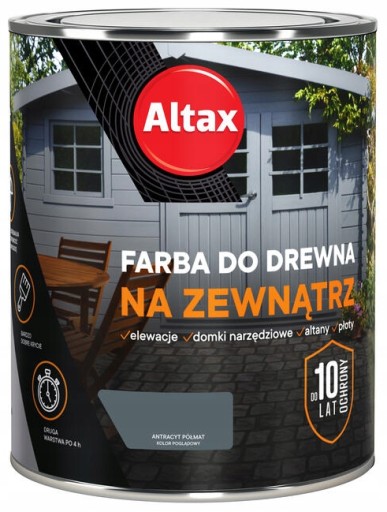 ALTAX FARBA DO DREWNA ANTRACYT PÓŁMAT 2.5L