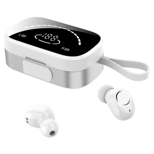 Zestaw słuchawkowy Bluetooth 5.1 z mikrofonem i ekranem LED Smart Touch Wide K2S, biały