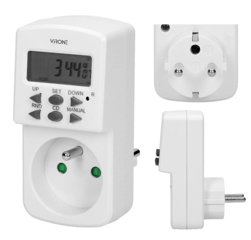 Virone Mini Timer Elektroniczny Programator Czasowy Cyfrowy LCD do Gniazdka