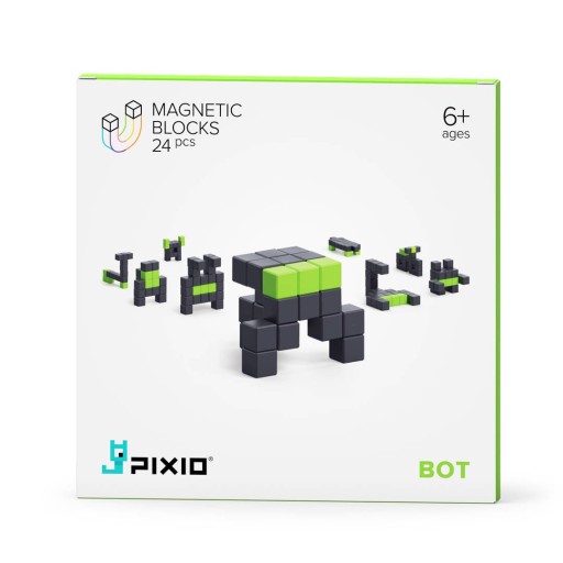 KLOCKI MAGNETYCZNE PIXIO BOT STORY 24 SZT. KOLOR