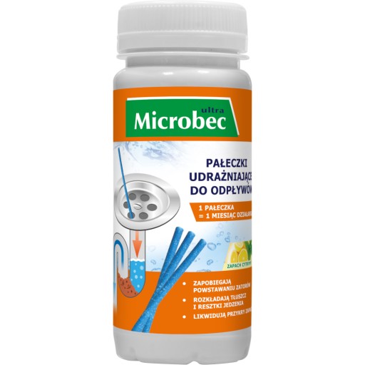 MICROBEC ULTRA PAŁECZKI UDRAŻNIAJĄCE DO ODPŁYWÓW ODTYKACZ 12 SZTUK