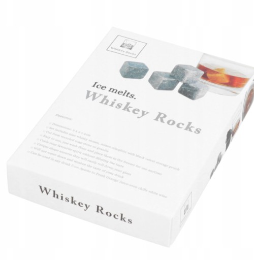KAMIENIE DO WHISKY KAMIENNE KOSTKI STEATYT 12szt W KARTONIKU Z WORECZKIEM
