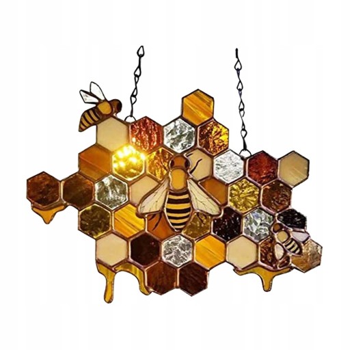 Wysoki witraż Suncatcher Bee Window Panel