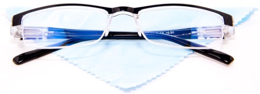 Okulary Półramka ANTYREFLEKS Plusy +1/+4,5 ETUI!