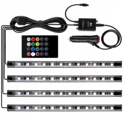 OŚWIETLENIE LED DO SAMOCHODU RGB KOLOROWE WNĘTRZE