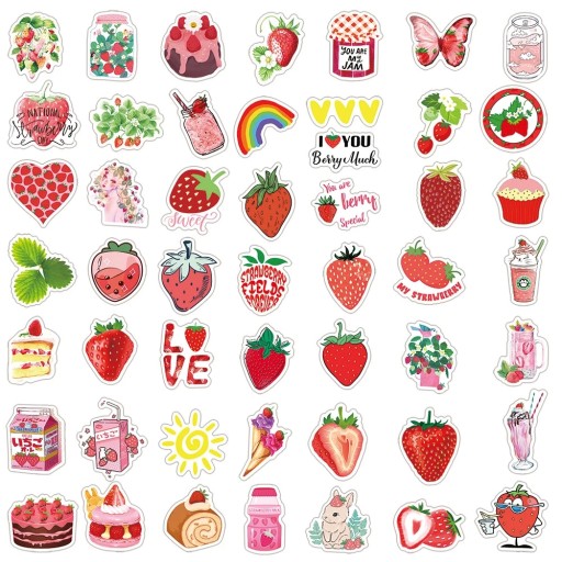 TRUSKAWKOWY MIX STRAWBERRY NAKLEJKI WLEPKI 50 szt