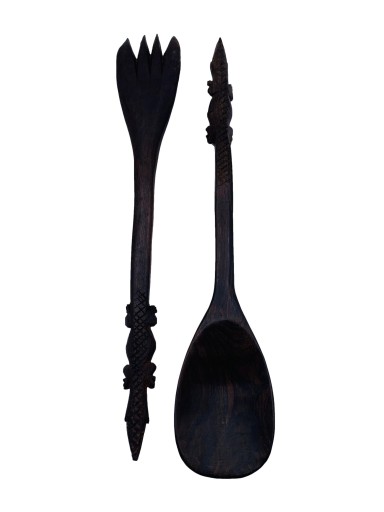 ŁYŻKA WIDELEC DREWNO WOOD AFRYKA HAND MADE KENIA L