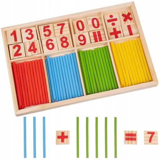 DREWNIANE PATYCZKI DO NAUKI LICZENIA - MONTESSORI