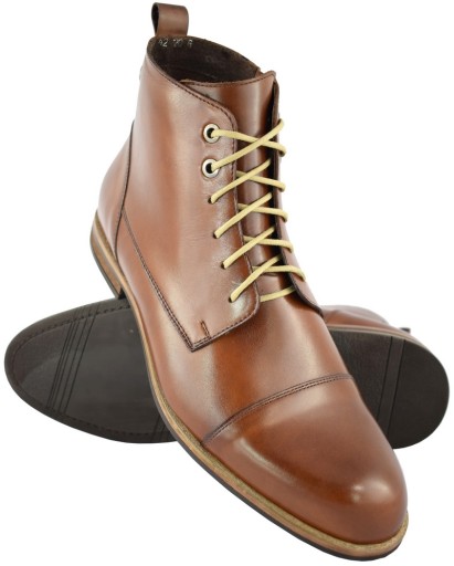 BUTY TRZEWIKI MĘSKIE SKÓRA BRĄZ 40 26,5 cm PAN