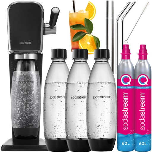 SATURATOR DO WODY GAZOWANEJ SODASTREAM ART | 3x BUTELKA 1L +2x NABÓJ+SŁOMKI