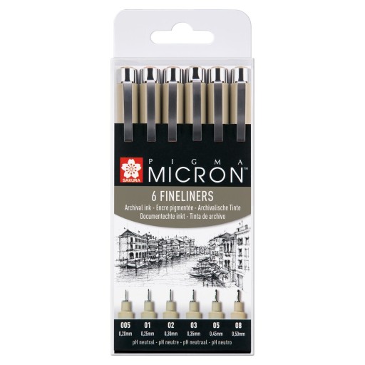 KOMPLET CIENKOPISÓW SAKURA PIGMA MICRON SET 6 SZTU