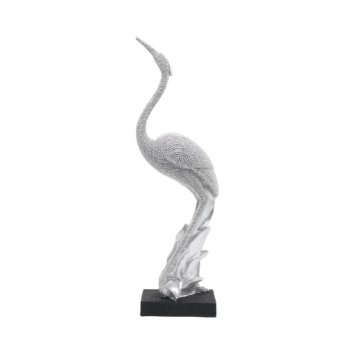 Statua żurawia Modna figurka do salonu restauracji Dolna głowa srebrna