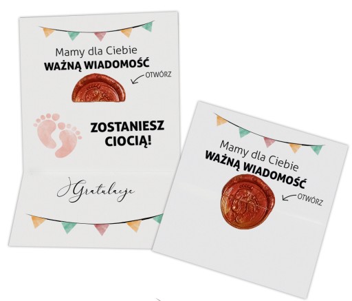 KARTKA INFORMACJA ZOSTANIESZ CIOCIĄ WUJKIEM wosk