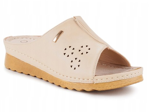 KLAPKI DAMSKIE BUTY PROFILOWANE SKÓRZANE P4