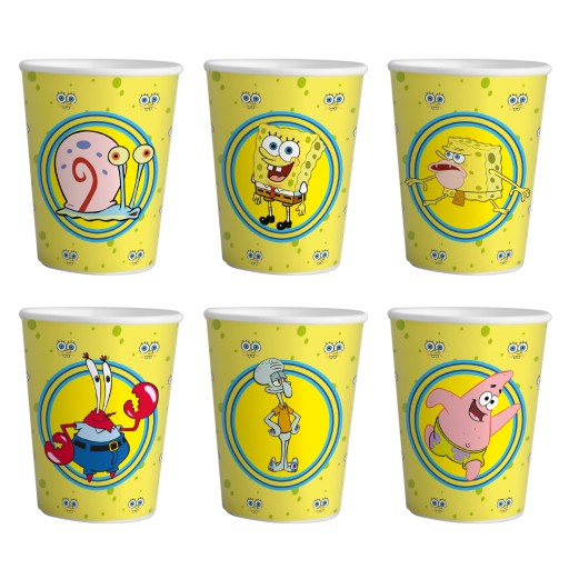 KUBKI PAPIEROWE SPONGEBOB NA IMPREZĘ URODZINOWĄ