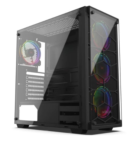 OBUDOWA KRUX LEDA KRX0007 RGB MIDI TOWER ŚWIECĄCA SZYBA SZKLANA