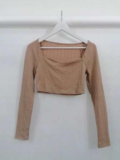 SHEIN BLUZKA DAMSKA KRÓTKA BEŻOWA CASUAL 36 S EAC SHEIN
