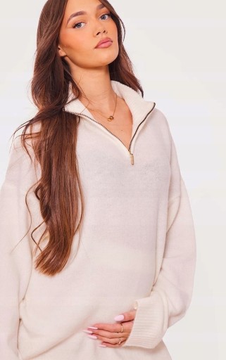 PRETTYLITTLETHING MATERNITY SWETER Z ZAMKIEM L