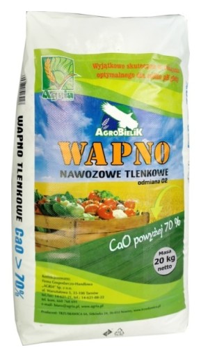 Wapno nawozowe tlenkowe 20kg Agria