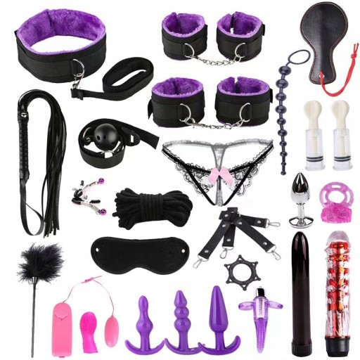 SEX ZESTAW AKCESORIÓW BDSM Z KAJDANKAMI I KNEBLE