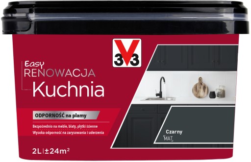 V33 FARBA EASY RENOWACJA DO KUCHNI CZARNY MAT 2L