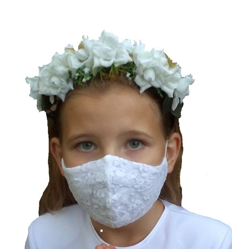 Maseczka komunijna Dziecięca z koronką Profilowana