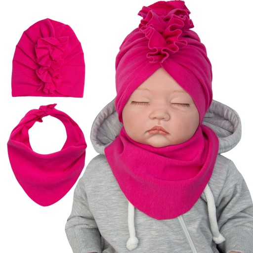 KOMPLET DRESOWY TURBAN I CHUSTKA amarant 36-38