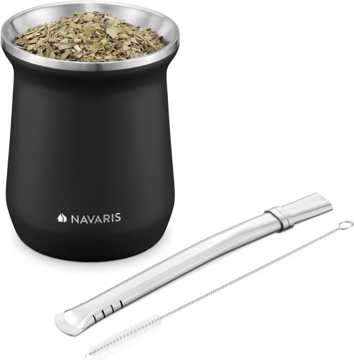 KUBEK DO YERBA MATE ZE SŁOMKĄ CZYŚCIKIEM STAL NIERDZEWNA 300ml FILIŻANKA