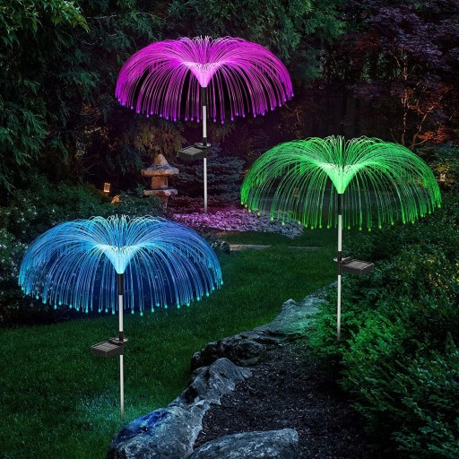 LAMPA SOLARNA ŚWIATŁOWÓD 55CM fajerwerki RGB 2x