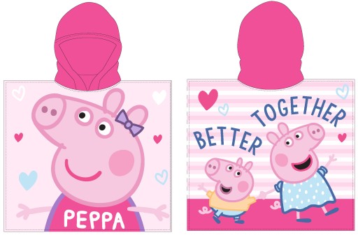 PONCZO ŚWINKA PEPPA RĘCZNIK PLAŻOWY KĄPIELOWY Z KAPTUREM PONCHO DZIEWCZĘCE