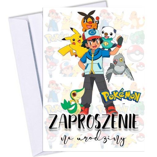 ZAPROSZENIA NA URODZINY 5 6 7 8 9 10 POKEMON 154