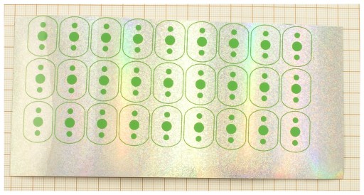FOLIA HOLOGRAFICZNA Z NADRUKIEM DO PRODUCJI BŁYSTEK WTP-No.801 15x7,5cm F20