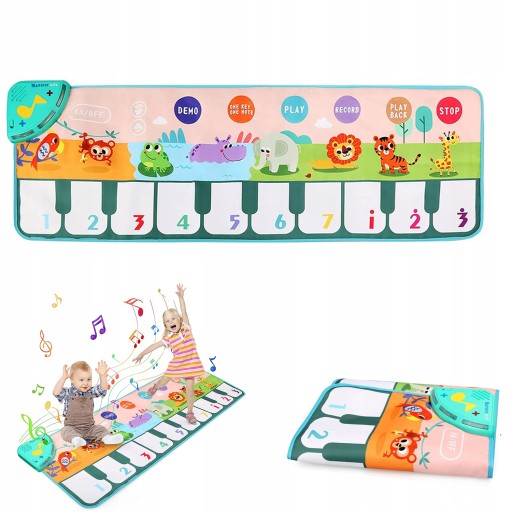 MATA MUZYCZNA DO TAŃCZENIA PIANINO ZWIERZĘTA 110cm