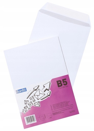 Koperta samoklejąca B5 do formatu A5 biała 25szt. Bantex