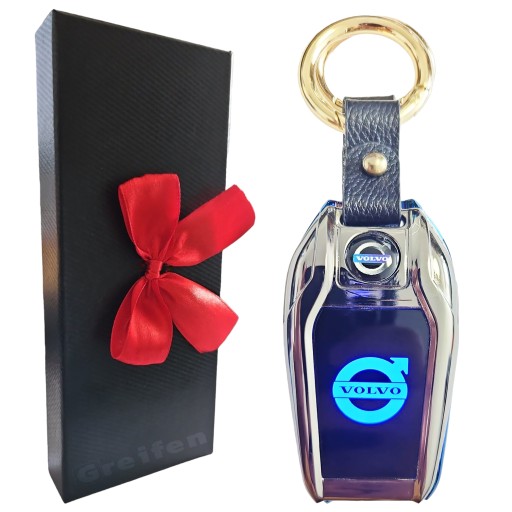 VOLVO ZAPALNICZKA ŻAROWA ELEGANCKI BRELOK LOGO LED ETUI KOKARDKA