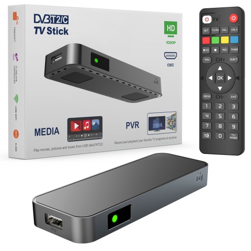 DEKODER DVB-T2/C HEVC H.265 TUNER 1080P MINI STICK
