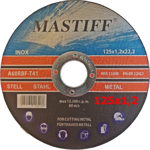 TARCZA TARCZE DO CIĘCIA METALU STALI 125X1.2 MOCNE